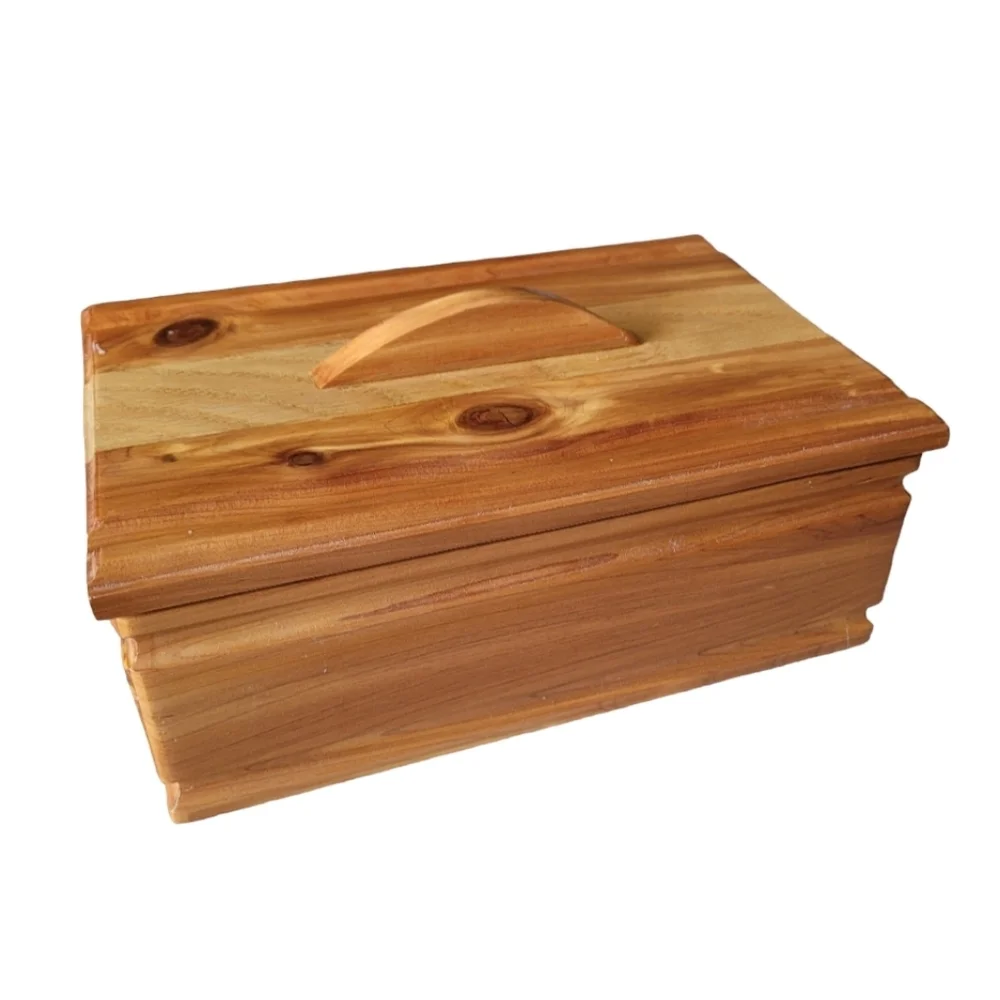 Handmade Cedar Lined Lidded Wooden Jewelry Box Vintage Hand Stamped